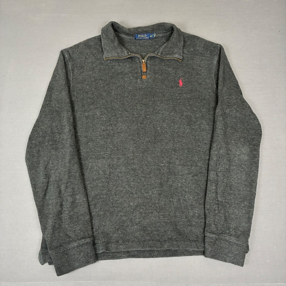 Polo Ralph Lauren Gray Quarter Zip Men's Size Medium Red Pony